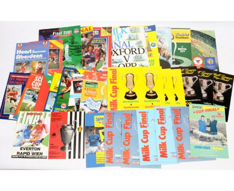 Football Programmes. A quantity of Football Programmes comprising of 1980s to 2000s to contain Cup Finals from The Milk Cup, 