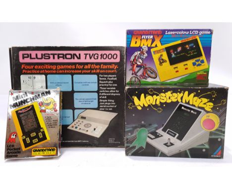 A boxed group of Vintage Electronics. Includes "Monster Maze" electronic table top game. Although unchecked for completeness 