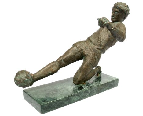 Football Memorabilia, a Bronze Footballer Statue made by Renowned Artist "John Bonar Dunlop". John Bonar Dunlop (1916&ndash;1
