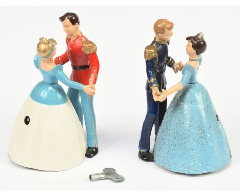 Disney clockwork Cinderella and Prince Charming, waltzing action, (possibly Wells/Brimtoy or similar maker), one key (unteste