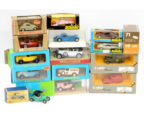 Eligor, Corgi, Solido and similar, a mixed boxed group of diecast. Not checked for correctness. Conditions generally appear F