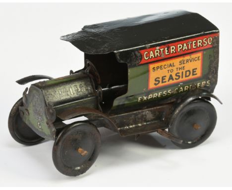 Wells Brimtoy Carter Paterson delivery van, fixed key mechanism (in need of repair), arars of repainting to the roof, nice di