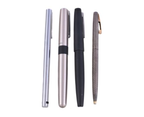  Aurora, Hastil, a white metal fountain pen,   the cap with a clip, the nib stamped 14K, with a cartridge filling system, ink