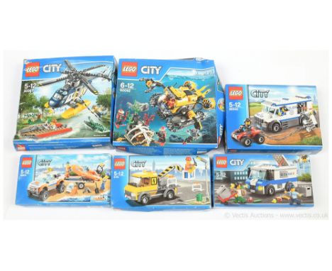 Lego City boxed group (1) 60092 Underwater Explorer, (2) 60043 Police Van Breakout, (3) 60012 Coastguard Rescue, (4) 60142 Po