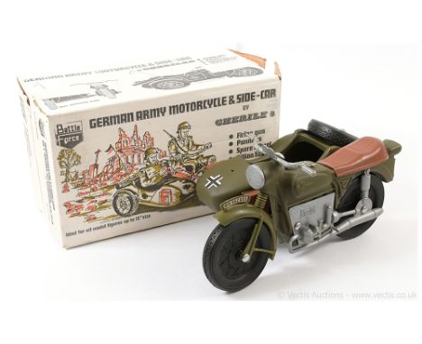 Cherilea Toys German Army Motorcycle and Sidecar - suitable for Action Man and other 12" figures - military green with brown 