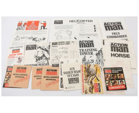 Palitoy Action Man Vintage group of various Instruction Leaflets / Ephemera / Catalogues to include; Intelligence Manual, Arm