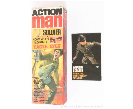 Palitoy Action Man Vintage empty original box - Soldier with "now with moving Eagle Eyes" over label to one side, comes with 