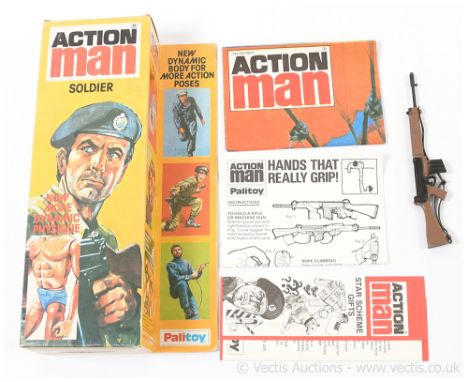 Palitoy Action Man Vintage empty original box - Soldier "now more dynamic physique" with extra wide back card, comes with sta