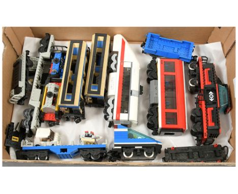 Lego Railway a mixed group of items including black and red Push-Pull Type Locomotive, red, grey and white Passenger Car, 789
