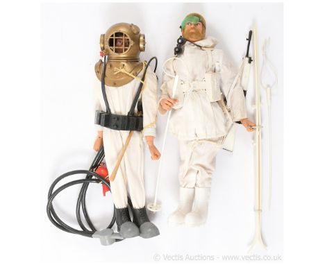 Palitoy Action Man Vintage pair of figures (1) Deep Sea Diver with outfit, helmet, weighted boots, sledge hammer and oxygen p