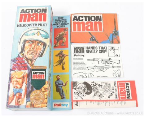 Palitoy Action Man Vintage empty original box - Helicopter Pilot "Toy of the Decade" medal label with extended card box, also