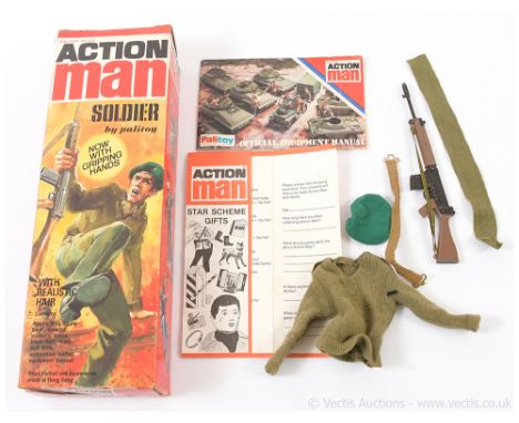 Palitoy Action Man Vintage empty original box only - Soldier "now with gripping hands" comes with official equipment manual, 