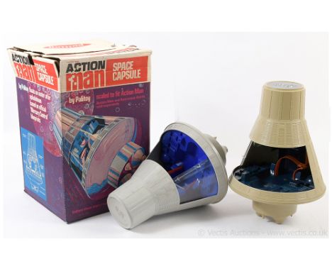 Palitoy Action Man Vintage Space Capsules (1) Action Man branded model in dark grey plastic and dark blue interior; (2) GI Jo
