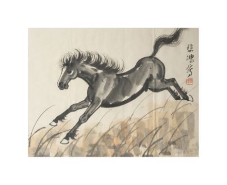 Xu Beihong (1895 - 1953)'Horse', ink on paper, singed by the artist with seal, 40.5 x 30.5cm.徐悲鴻 馬，水墨紙本Provenance: Audrey Gra