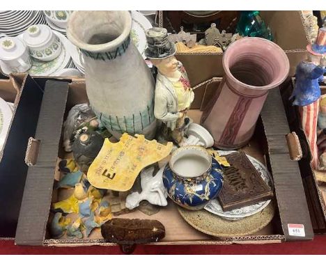 A box of miscellaneous items to include a Carltonware vase, photograph album and a collection of studio ceramics 