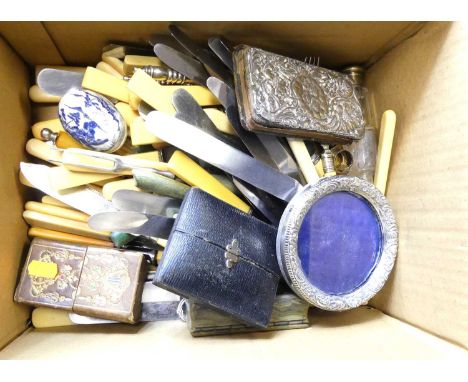 A collection of miscellaneous items to include an early 20th century gilt tooled leather lady's companion, with fitted interi