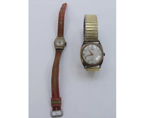 An Avia gent's 9ct gold cased manual wind wristwatch, case dia.3cm, on replacement bracelet; together with a lady's vintage g