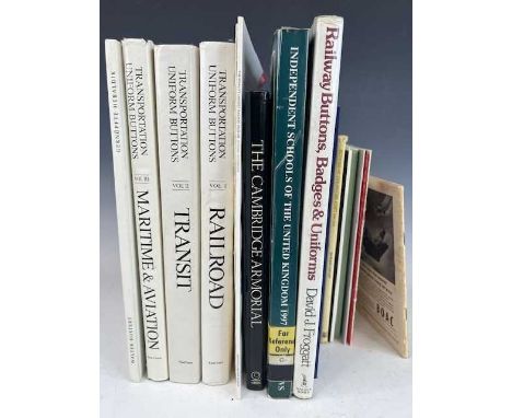 A large collection of button collecting reference books. To include Railway, buttons, badges &amp; uniforms, Transportation u