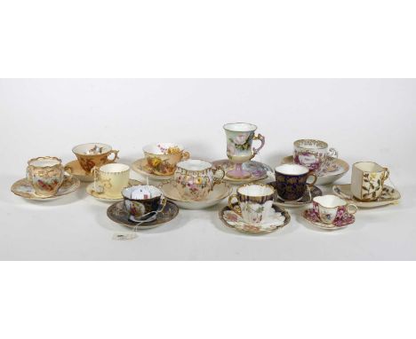 A collection of twelve various coffee cans, to include Royal Worcester and CoalportQuatrefoil Coalport cup has a repaired han