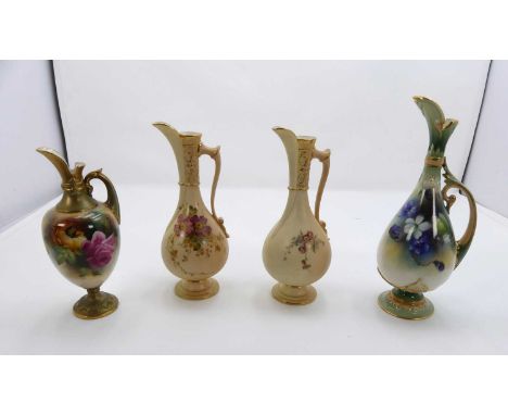 A Royal Worcester floral decorated porcelain ewer, shape No.242, printed marks to the underside, h.20.5cm; together with anot