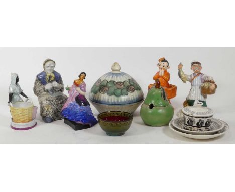 A collection of mixed ceramics, to include a Royal Worcester Scottie Wilson sugar bowl and saucer, and a Pilkingtons Royal La