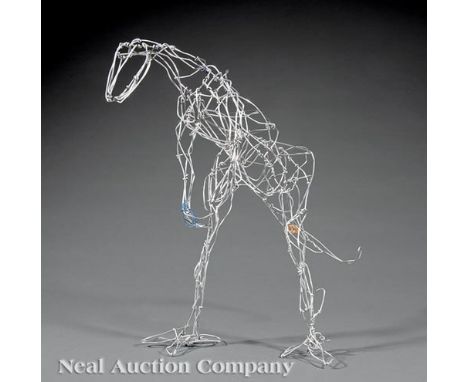 Charlie Lucas (American/Alabama, b. 1951), "Dinosaur", wire and mixed media, unsigned, h. 21 1/4 in. Provenance: Acquired fro
