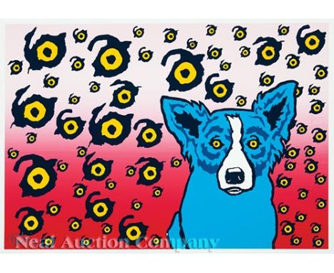 George Rodrigue (American/Louisiana, 1944-2013), "I See You, You See Me: Split-font", 1993, silkscreen, signed and numbered "