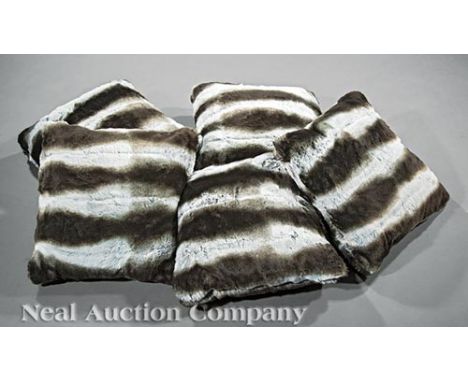Set of Five Black and White "Fur" Throw Pillows, 21st c., 18 in. x 18 in. Ill.: Read, Mimi. "A Historic Greek Revival Residen