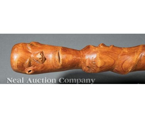 Luster Willis (American/Mississippi, 1913-1994), "Walking Stick", carved wood, signature incised on shoulder, h. 42 in. Prove