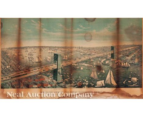 Franklin Square Lithographic Company, "Bird's-Eye View of the Great Suspension Bridge, Connecting the Cities of New York and 
