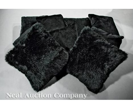 Set of Nine Throw Pillows, 21st c., incl. 7 "hair", 14 in. x 14 in., and 2 "fur", 20 in. x 20 in. Ill.: Read, Mimi. "A Histor