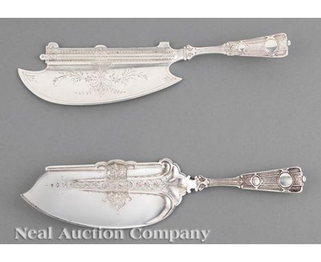 Wendt "Ribbon" Pattern Sterling Silver Ice Cream Hatchet and Fish Slice, John R. Wendt & Co., New York, act. 1855-1870, pat. 