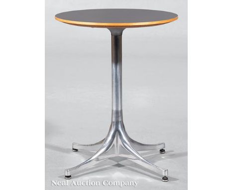 George Nelson (1908-1996) for Herman Miller Aluminum and Laminate Pedestal Side Table, 2000, Zeeland, MI, "Herman Miller" lab