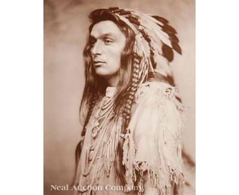 American School, 20th c., "Portrait of a Native American", 1907, photographic print, "Campbell Art Co. / Elizabeth, N.J." sta