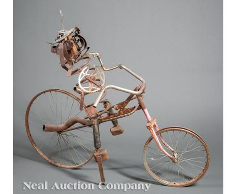 Charlie Lucas (American/Alabama, b. 1951), "Bike, Little Bronson", salvaged metal and mixed media, unsigned, h. 44 1/2 in. Pr