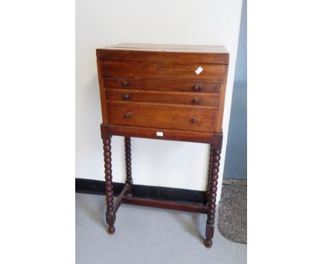 20th century mahogany canteen stand on bobbin supports 