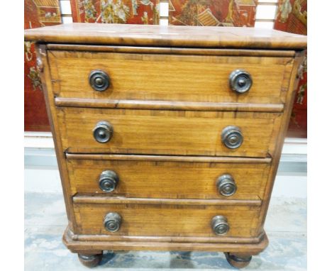 19th century mahogany chest of four short dummy drawers to reveal commode, and lid, together with four red-coloured Oriental 