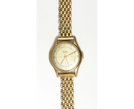 Gentleman's Rotary Maximum 9ct gold cased wristwatch with silvered dial and a gold link chain bracelet 