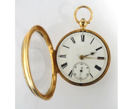 Victorian 18ct gold open-faced pocket watch, the case marked for Sheffield 1875, the enamel dial with Roman numerals and subs
