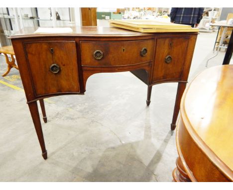 Victorian mahogany duchess dressing table with arched top swing mirror, on foliate carved scroll supports with one long drawe