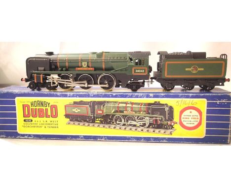 Hornby Dublo 3235 West Country Class, Dorchester 34042, Green Late Crest, with instructions, paperwork etc. Excellent - near 