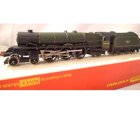 Hornby OO scale Princess Victoria, 46205 modified loco and tender drive, body loose, refinished green, Late Crest, wrong box.