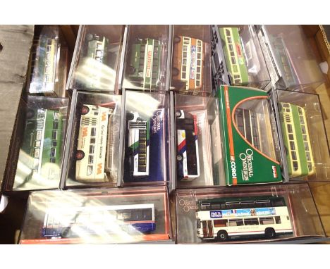 Fourteen Corgi OOC buses and coaches, mostly excellent condition, boxed with wear. P&amp;P Group 3 (£25+VAT for the first lot