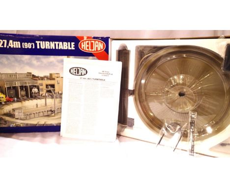 Heljan HO scale 27.4 metre turntable 89011, DC version, appears as new unused/boxed with storage wear. P&amp;P Group 3 (£25+V