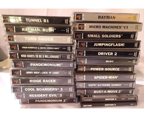Twenty two Playstation 1 games to include Rayman Rush, Pandemonium and Tomb Raider etc. P&amp;P Group 2 (£18+VAT for the firs