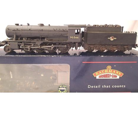 Bachmann 32-256 WD Austerity 90566, Black Late Crest, weathered/detailed. Very good - excellent condition, box is fair. P&amp