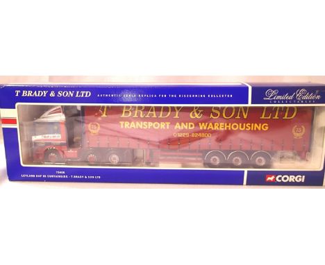 Corgi Big Trucks 1/50 scale 75408, Leyland DAF and curtainside trailer, T Brady &amp; Sons. Excellent condition, box with sto