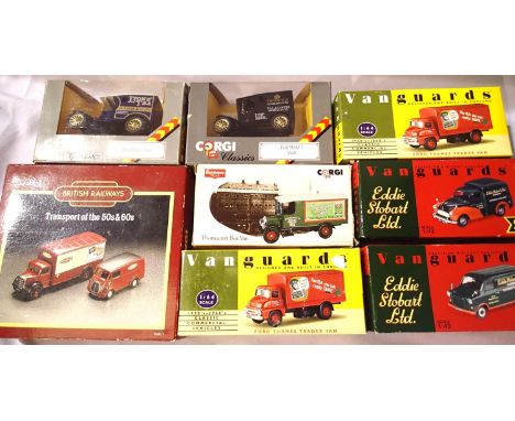 Eight commercial diecast vehicles comprising x4 Corgi Classics including British Railways twin set and x4 Vanguards. Mostly e
