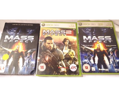 Three Xbox 360 cased games to include Mass Effect 1 and 2 with limited collectors edition. P&amp;P Group 1 (£14+VAT for the f