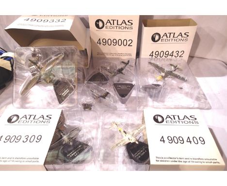 Seven Atlas Editions aircraft; HS 126A, Westland Lysander x3, FW190A, LA7, Hawker Hunter/Stuka twin set, all in excellent con